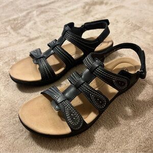 Clarks collection, velcro adjustable sandals- size: 10